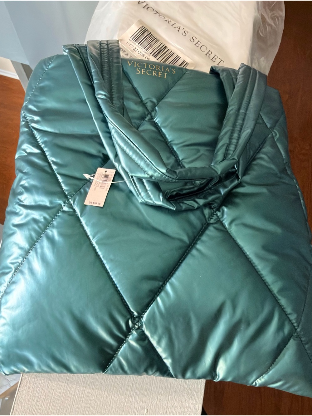 Victoria's Secret Teal Quilted Puffer Bag